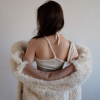 eihey夏季新款设计不规则绑带卷边系带上衣修身简约无袖复古吊带 米色 均码