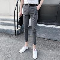 裤子男韩版潮流修身小脚帅气型男社会精神小伙九分裤西裤显瘦男 深灰色 28