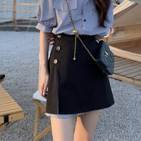 大码盐系轻熟风套装夏季2021新款短袖连衣裙半身裙子女胖mm两件套 单半身裙 均码[建议80-100斤]