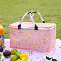 保温篮户外可折叠野餐篮ins郊游野营道具野炊用品全套购物手提篮 粉色财神猫