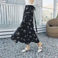{胖瘦都可穿}一片式半身裙长裙女夏系带雪纺裹裙中长款碎花沙滩裙 02-03 均码可穿80-200斤