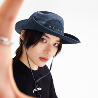IIING帽控 夏季薄款透气户外登山钓鱼帽西部牛仔帽防紫外线渔夫帽 灰色 M(56-58cm)