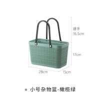霜山菜篮子手提篮ins野餐篮超市购物篮瑞典平价版户外鲜花杂物篮 小号橄榄绿 耐承重6公斤