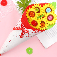 幼儿园教师节手工制作花束diy材料包纽扣画作品半成品儿童礼物 米白色