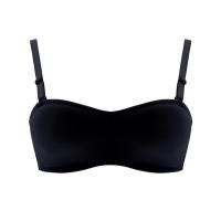 夏季薄款可拆卸肩带内衣女无痕无钢圈学生聚拢小文胸罩抹胸式裹胸 黑色[单件] 32/70AB