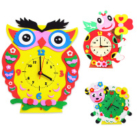 EVA时钟表儿童手工制作幼儿园diy材料卡通钟立体时钟钟表粘贴画 图案随机发