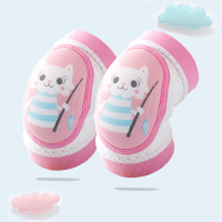 婴儿护膝夏季薄款宝宝爬行护具防摔夏天学走路学步儿童膝盖保护套 钓鱼猫防滑冰丝网[套筒款一对装] 建议0-4岁[适合腿围1