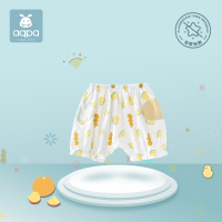 aqpa儿童夏季短裤薄款宝宝小鸡松紧裤子萌趣婴幼儿提花灯笼裤透气 白底小黄鸡 66cm