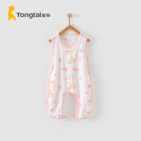 童泰夏季3-18月婴幼儿男女宝宝衣服轻薄休闲对开琵琶连体衣 粉色 66cm