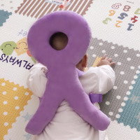 宝宝护头枕防摔头部保护垫春夏透气婴儿防摔护头枕儿童学步帽防撞 纯紫色大号绒布款36cm+横固带