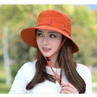 户外帽子女夏天渔夫帽遮阳帽男士防晒帽韩版登山太阳帽子2021 铜扣桔红色 M（56-58cm）