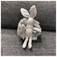 韩国许愿兔子SwanLace软糯亲肤蕾丝粉嫩面巾浴花浴球擦手巾 灰色 浴花 11x20cm