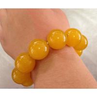新疆黄玉手链 男女款玉髓手串8m10m12m14m16m18m2.0m大珠手串 8mm黄色22个珠