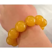 新疆黄玉手链 男女款玉髓手串8m10m12m14m16m18m2.0m大珠手串 8mm黄色22个珠