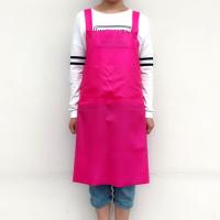 防水耐磨围裙厨房加厚工作工厂防油洗碗菜围腰成人水产皮围裙 口袋玫红[小号82CM] PVC围裙