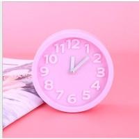 可爱卡通儿童闹钟静音学生专用床头女生卧室闹钟宿舍床头闹钟 粉色圆形无图案