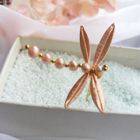 原创 福利款 真蚕丝缠花发簪蜻蜓珍珠古风汉服发饰钗 蜻蜓橡皮粉