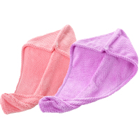 2条菠萝格干发帽女吸水速干长发包头毛巾柔软加厚珊瑚绒长帽 菠萝帽(粉+紫)