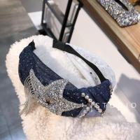 韩国东大门闪亮水钻五角星链条网纱宽版星空发卡发箍气质发夹 图片色