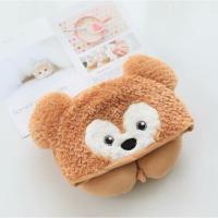 卡通熊和兔子U型枕连帽靠枕脖子护颈枕旅行坐车可爱枕头 达菲 连帽护颈枕 大号