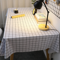 桌布布艺防水防油免洗ins风格子长方形餐桌布pvc塑料学生书桌垫 白色大方格/防辣椒油 特价60*90cm