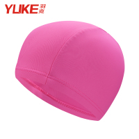 儿童泳帽女孩卡通舒适布帽宝宝游泳弹力帽子女童小学生游泳馆装备 纯色玫红