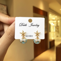 气质小巧海星耳钉韩国简约ins少女贝壳耳坠百搭学生耳环耳饰女潮 X1337-1蓝色贝壳