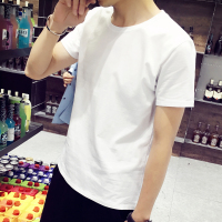 9.9元夏季短袖t恤男装体桖男士半袖丅打底衫帅气衣服春装体恤潮流 圆领白色 S