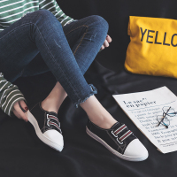 断码清仓小白帆布鞋韩版学生百搭平底懒人布鞋小黑鞋一脚蹬女板鞋