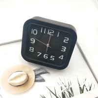 创意时尚方形小闹钟学生用儿童专用小学生床头卧室数字多功能时钟 黑色