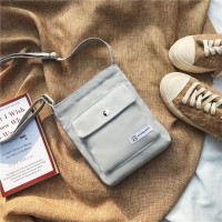 小包包女2020新款潮韩版春夏季简约百搭学生帆布手机包单肩斜挎包 灰色