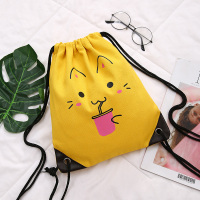 帆布包nvbao新款2019斜挎包女百搭ins多用书包大学生上课手提袋 可乐猫黄