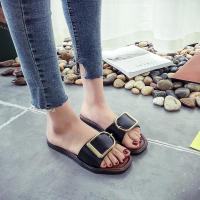 2021夏季新款女鞋罗马凉鞋平底韩版休闲厚底防滑学生鞋平跟松糕鞋 黑色91 36