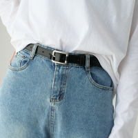 皮带男年轻人潮人青年韩版窄潮流个性ins风牛仔裤带裤腰带女学生 黑色(2.4宽) 105cm