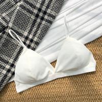 夏天冰丝内衣女学生高中少女三角杯无钢圈文胸超薄款丝滑聚拢小胸 单件白色 均码