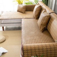 夏季藤席沙发垫夏天款冰丝凉垫竹藤凉席防滑靠背巾坐垫子全包全盖 藤席-泡沫之夏 40*40cm[颜色随机]