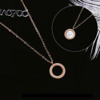 不掉色钛钢双环项链女韩版简约学生森系蝴蝶爱心雏菊锁骨链颈链潮 黑白罗马数字