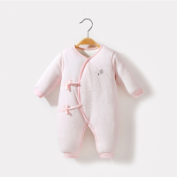 新生婴儿衣服秋冬连体衣和尚服初生宝宝哈衣爬服秋装外出加厚睡衣 粉色圈圈熊 73cm