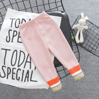 女童加绒打底裤 宝宝长裤女1-3岁 婴幼儿童薄绒秋冬裤子2外穿韩版 薄绒裤脚彩条(粉色)拍2条收到联系客服返5元 80c