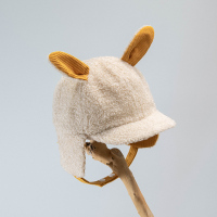 宝宝帽子秋冬季儿童护耳帽羊羔绒雷锋帽可爱保暖兔耳朵婴幼儿帽子 黄色 小鹿护耳帽 参考（1-5岁左右）49-53cm左右