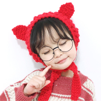儿童毛线帽子女秋冬婴幼儿韩国女童软妹护耳帽可爱超萌宝宝帽子 红色[收藏加购优先发货] 参考年纪6个月-2岁 均码