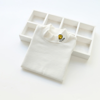 女童打底衫内搭小女孩长袖T恤衫儿童上衣春秋新款半高领宝宝秋衣 白色 100cm