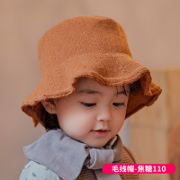 婴儿帽子秋冬可爱超萌婴幼儿6-12个月保暖毛线1-3岁女宝宝渔夫帽 花边公主帽-焦糖110[主图款] 6月-3岁 均码[