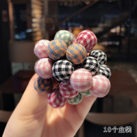 韩国儿童扎头发橡皮筋发绳可爱公主星星头绳发饰女童发圈小孩头饰 21#包布格子10个罐装小圈