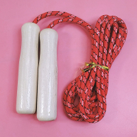 幼儿园儿童跳绳玩具 户外游戏木制卡通可爱动物跳绳 5-6-7-8-10岁 原木手柄跳绳(红色含手柄2.6米