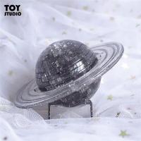 ins透明水晶星球积木拼图摆件创意简约diy拼插立体土星饰品礼物女 灰色材料包(需要自己组装)