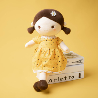 布娃娃小女孩公仔可爱抱着睡觉毛绒玩具女生萌公主儿童洋娃娃玩偶 黄色波点裙 4号:40厘米