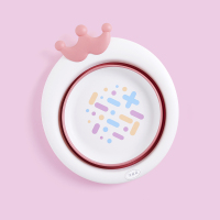 2个装3初生新生婴儿童用品可折叠洗脸盆洗屁股卡通家用宝宝小盆子 皇冠可折叠1个装_珊瑚红