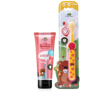 小树苗儿童孩子可吞咽无氟婴儿宝宝牙膏牙刷防蛀固齿木糖醇3一12 甜橙味25g+3-6岁牙刷1支送刷牙