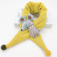 儿童围巾秋冬季男女童保暖围脖宝宝围巾小老鼠婴儿潮流新款卡通风 小老鼠姜黄色 6个月-10岁(双层夹棉)仅供参考